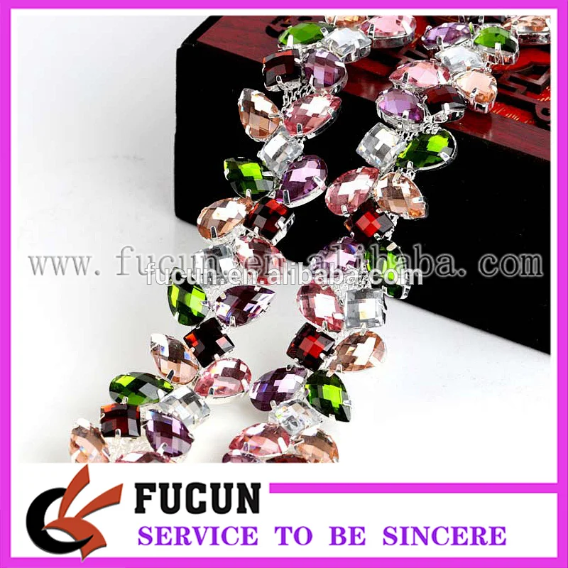 Multi-colored rhinestone chain hair dress collar rhinestone trimming