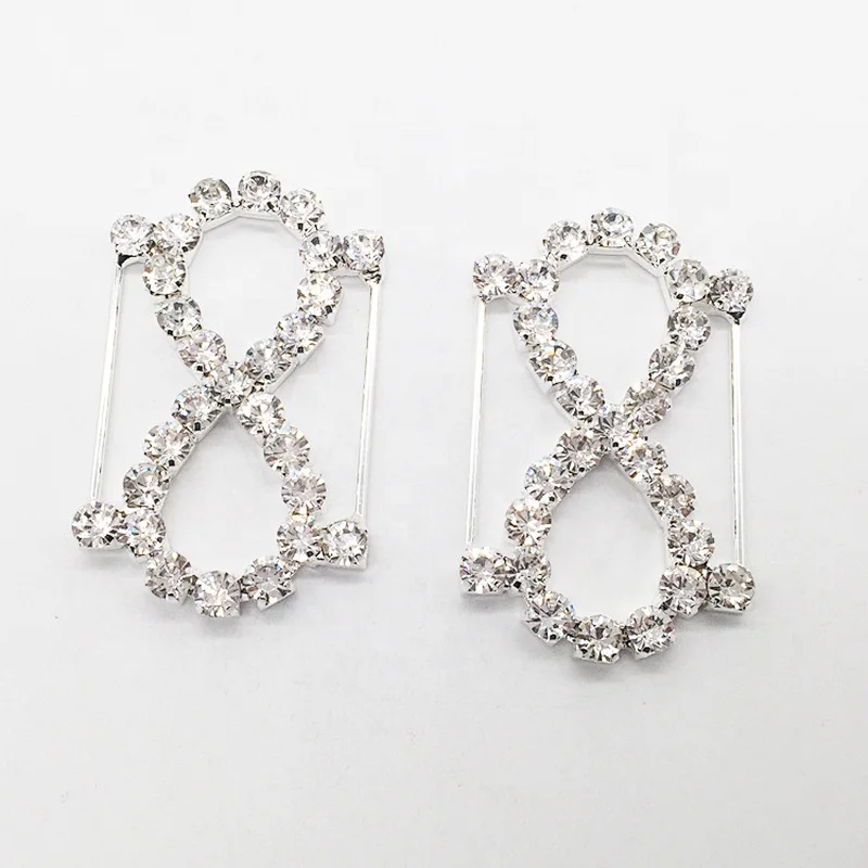 latest popular custom diamante Invitations rhinestone buckle for crystal slider ribbon