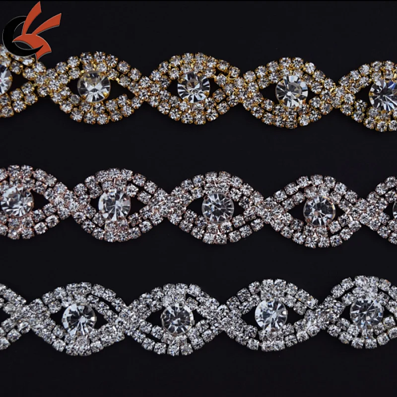 Rhinestone Applique Crystal Trim for Bridal Sash