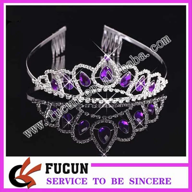 Fashion tall pageant crown tiara large bridal colored rhinestone crown diamante jewelry Miss World tiara