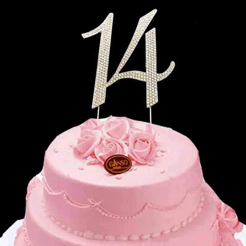 Customized wholesale rose gold plating Birthday decorating Number cake topper 14