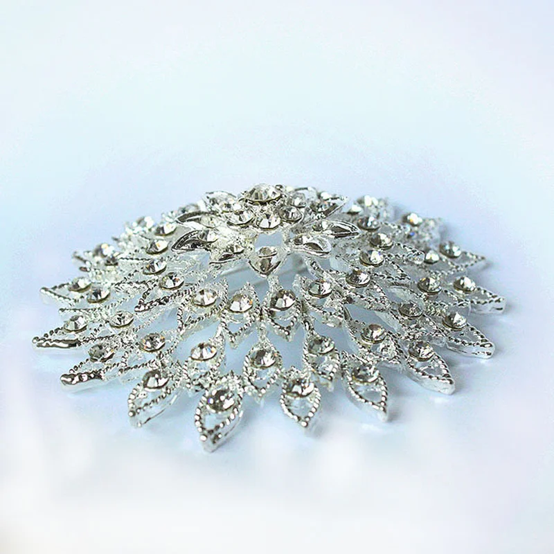 hot selling stone silver jewelry crystal rhinestone brooch for wedding invitation