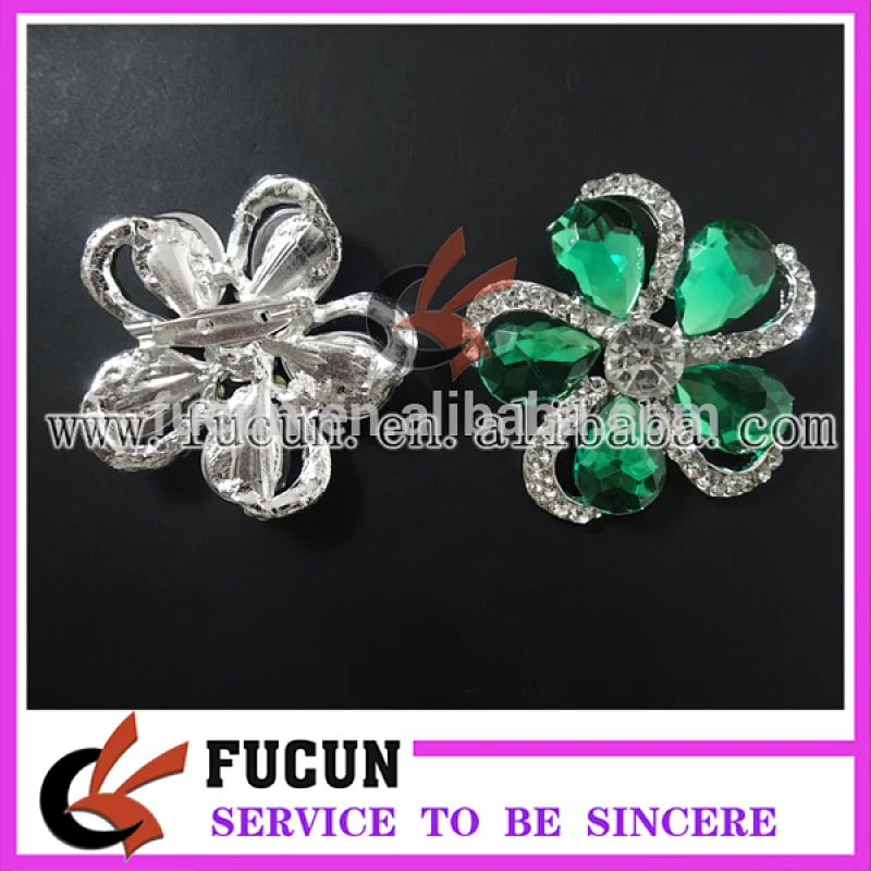 Fashion cheaper handmade brooch rhinestone artificial flower in bulk