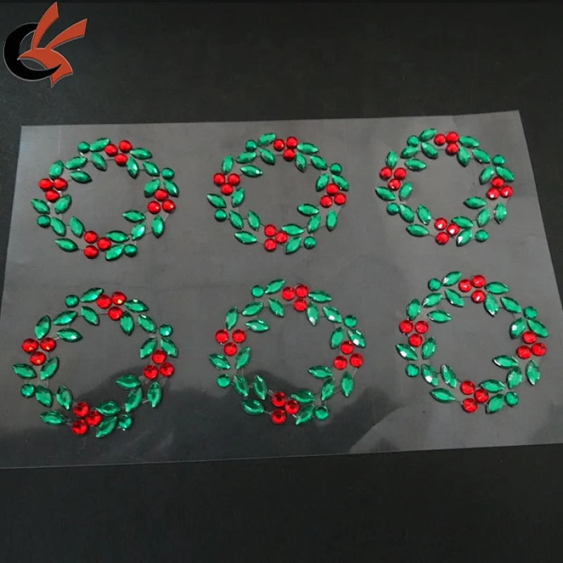 party decoration supply red green wreath acrylic sticker