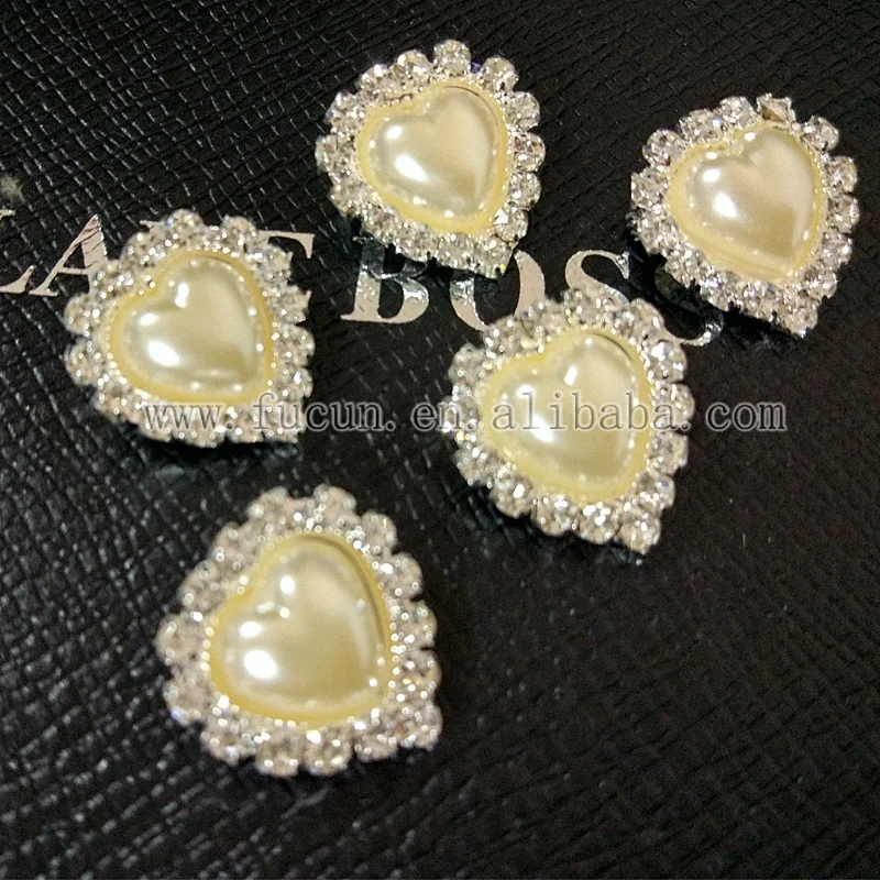 rhinestone pearl heart shape buckles for wedding invitation