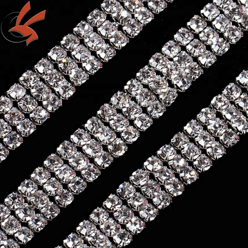 Multi-row crystal rhinestone chain trim for wedding cake decoration