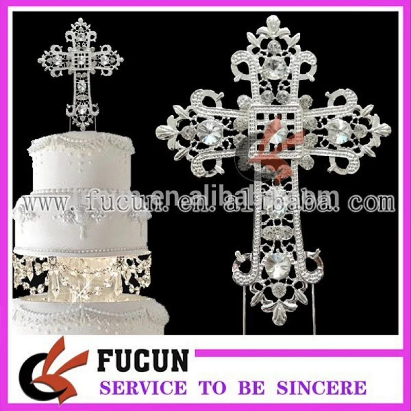 New product crystal cross diamond cake topper for cake decorations wedding favors