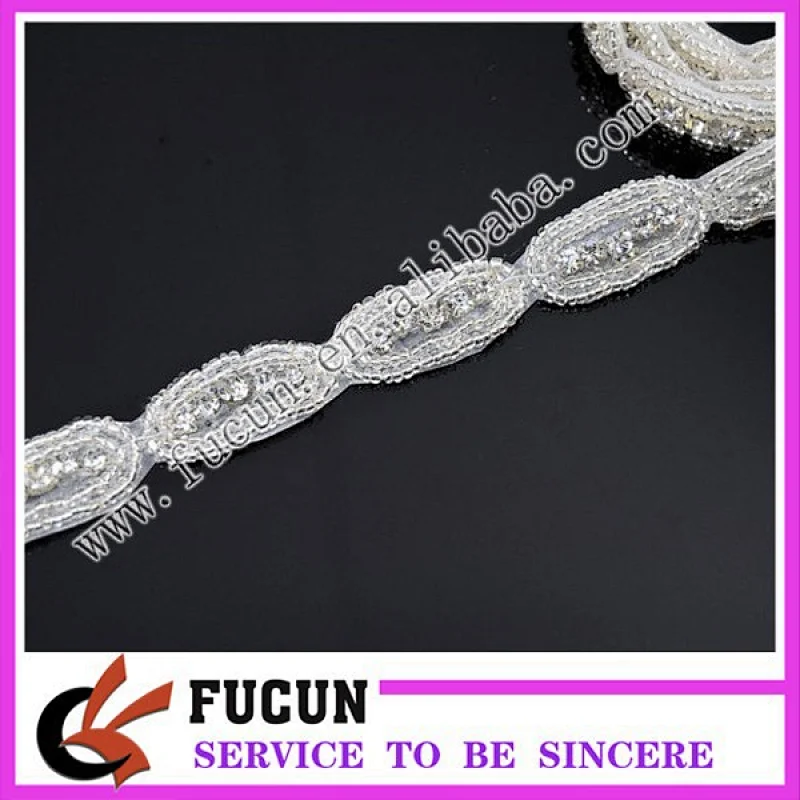 Crystal Clear Silver Beaded Pearl Rhinestone Trim
