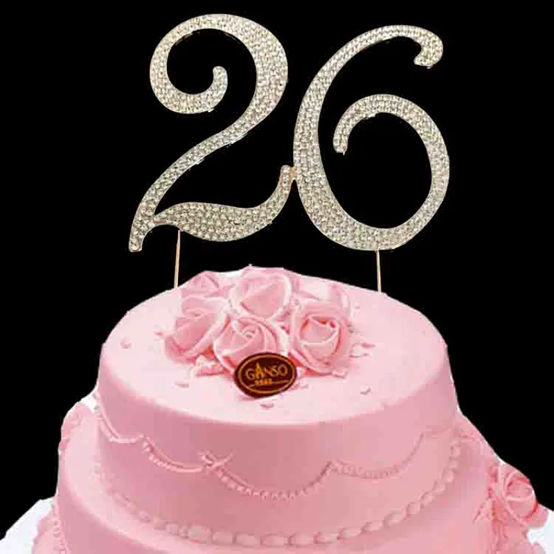 new products 2019 high quality birthday cake topper with rhinestone
