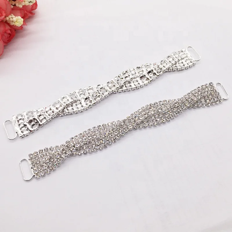 Hot Selling Silver Twist Compact Rhinestone Clear Crystal Bikini Connectors