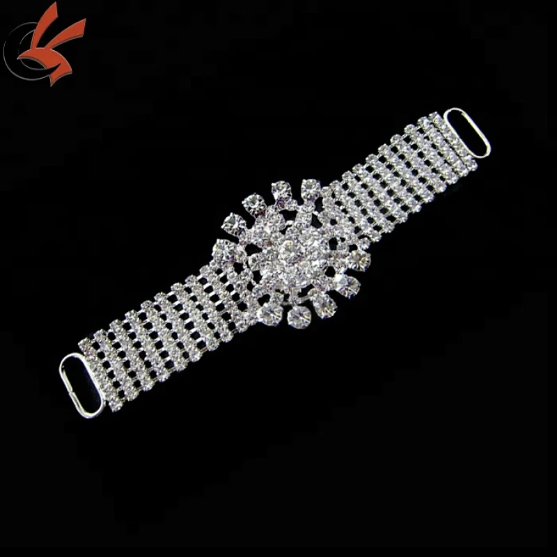 wholesale clear rhinestone central large flower rhinestone bikini connectors