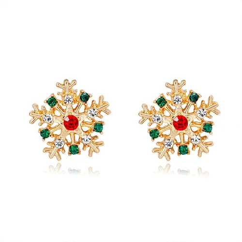 Beatiful mini gold rhinestone snowflake earrings
