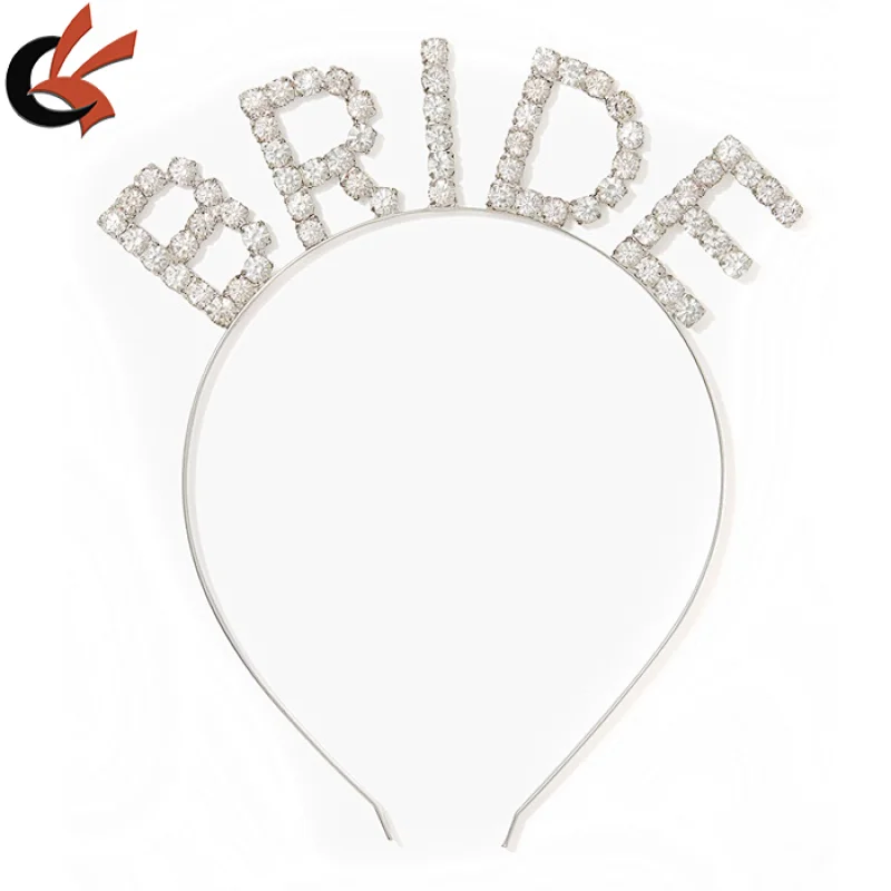 Girl Silver Crystal custom Letter Bride Rhinestone headband