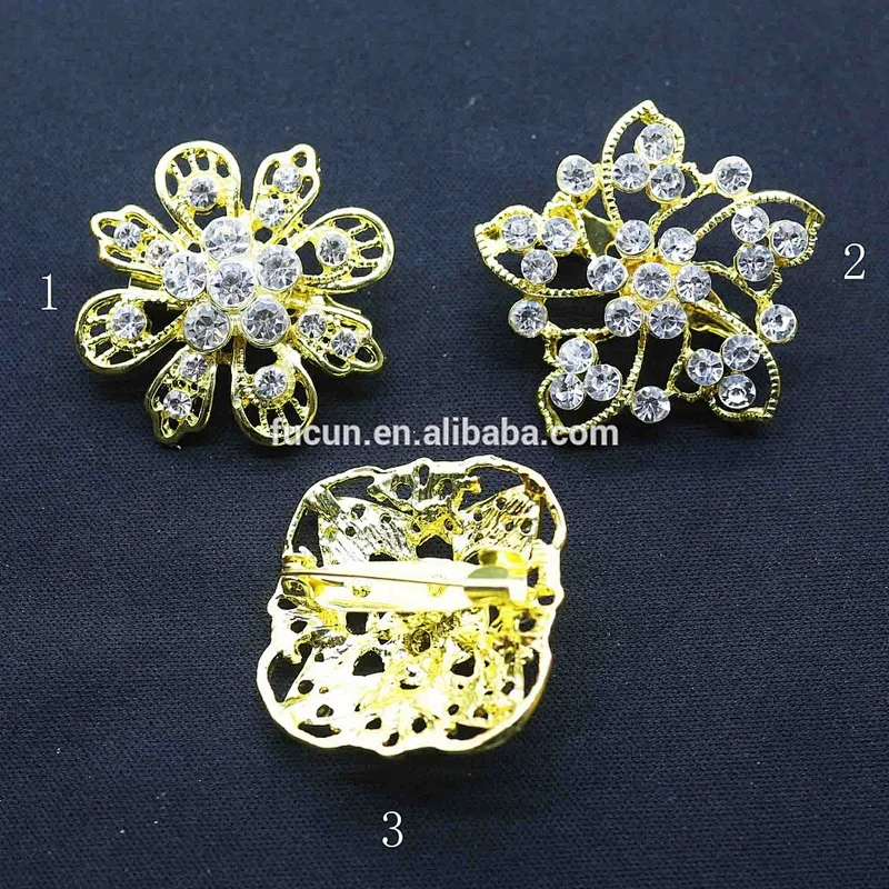 jewelry fashion Zinc alloyed gold plating styles rhinestone crystal wedding brooch