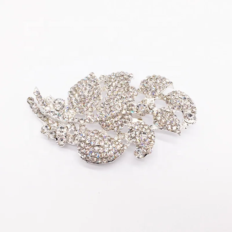 Charm vintage hollow leaf diamond rhinestone crystal brooch pin corsage brooches
