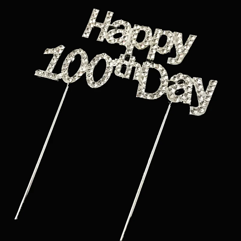 Party Cake Picture Crystal Wedding Anniversary Funny Happy 100th Day Cake toppers