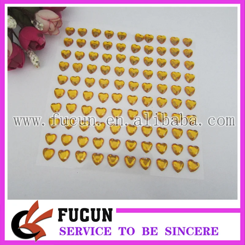 New self rhinestone adhesive sticker heart shape sticker