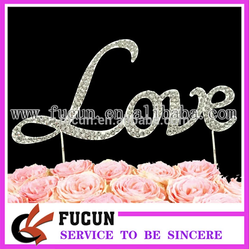 Fashion wedding favors LOVE rhinestone cake topper wedding decorations new products 2016