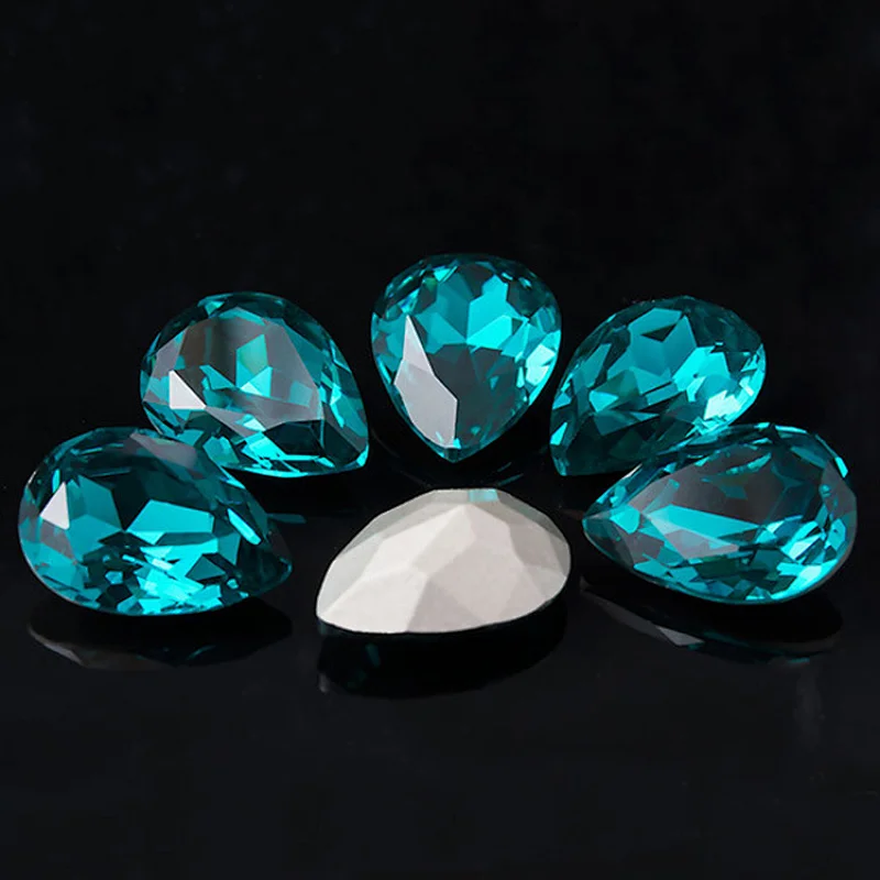 Best Price Machine Cut Blue Navette Crystal Fancy Stone For Jewelry Decoration