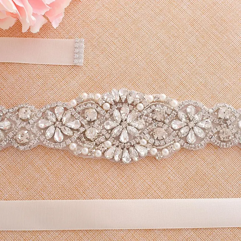 Wholesale bling bridal dress rhinestone crystal wedding sash applique