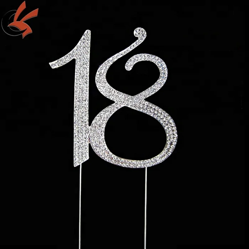 sparkly number 18 rhinestone cake topper for sale