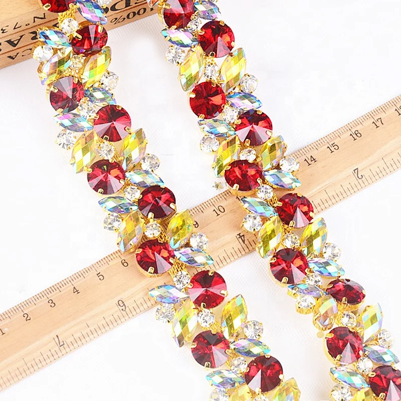 Hot Sale New Product 2020 mixed colorful combination rhinestone neck decoration trimmings chains
