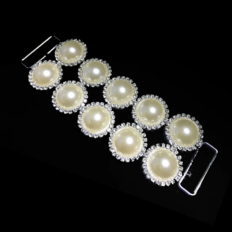2018 hot sale 13cm pearl style rhinestone swimwear connector for bikini