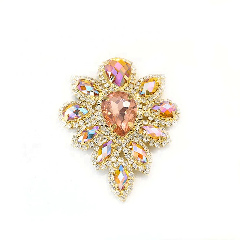Indian Wedding Bridal Flatback Crystal Diamante Vintage Colored Resin Stone Headpiece Applique