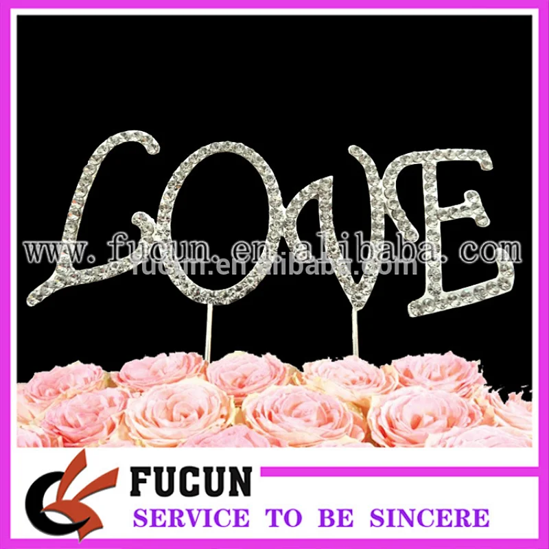 new products 2016 metal chinese different LOVE shape cake topper wedding souvenirs
