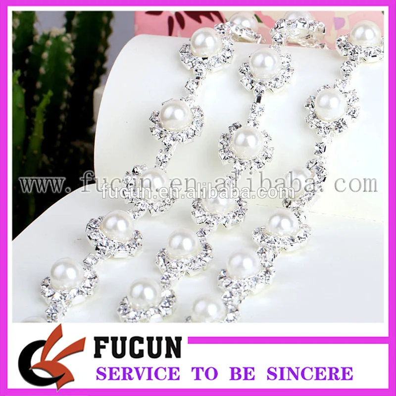 Sparkle Clear Crystal Pearl Costume Applique Sewing Rhinestone Trim