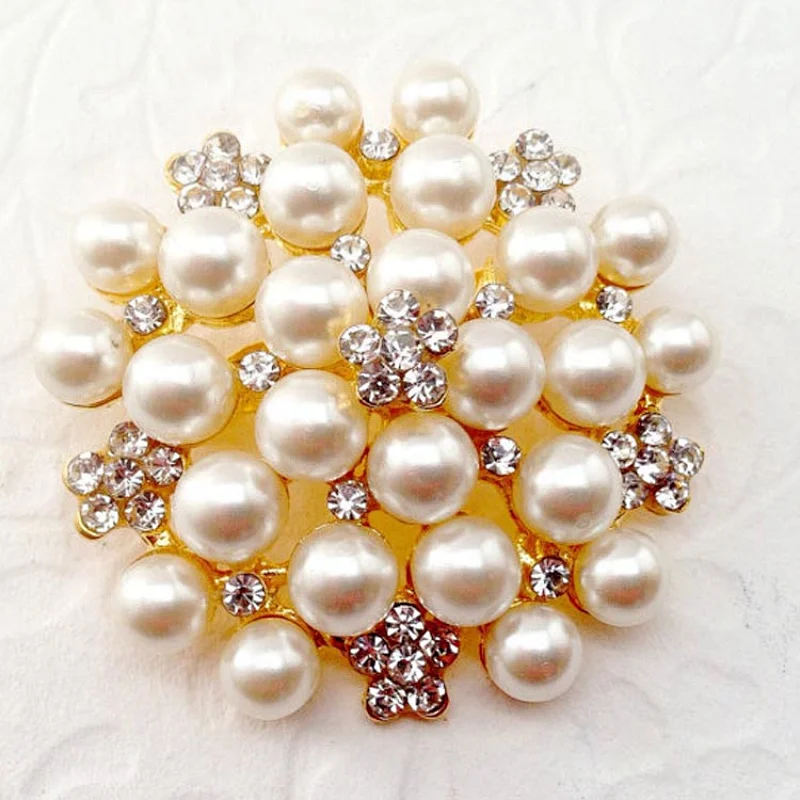 customized hot sale factory price pearl rhinestone brooch jewelry with pin