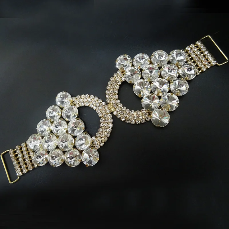Hight Quality Guarantee Crystal Gold Glass Bra Flexional Rhinestone Bikini Connector Wholesale