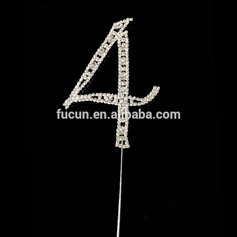 New Large Rhinestone Number Cake Topper for kids party supplies in China
