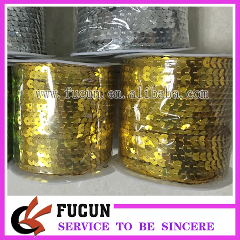 Factory Handmade Craft Fashion PET Gold Sequins Trimming Flat Round Sequins for Women Dresses
