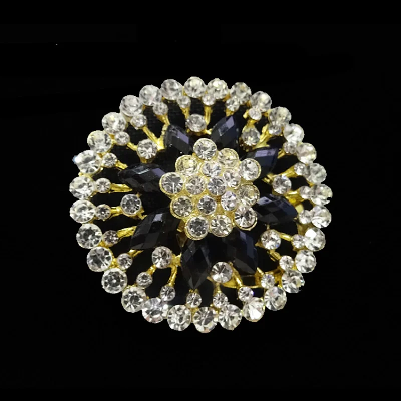 Shiny bling rhinestone crystal metal crafts ,handcraft brooch for wedding gift