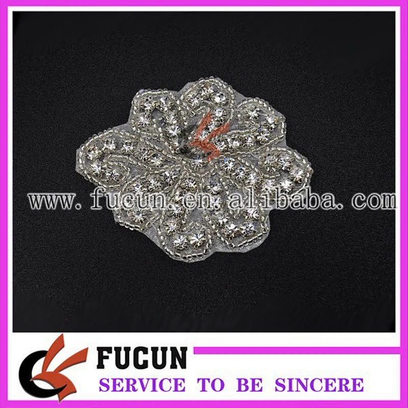 Faux Flower Beaded Rhinestone Crystal Wedding Bridal Garter Craft Applique