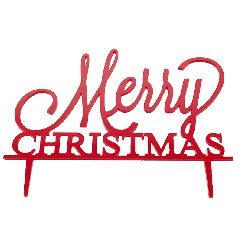 New products Red Merry Christmas Designs Acrylic Cake Topper for christmas decoration