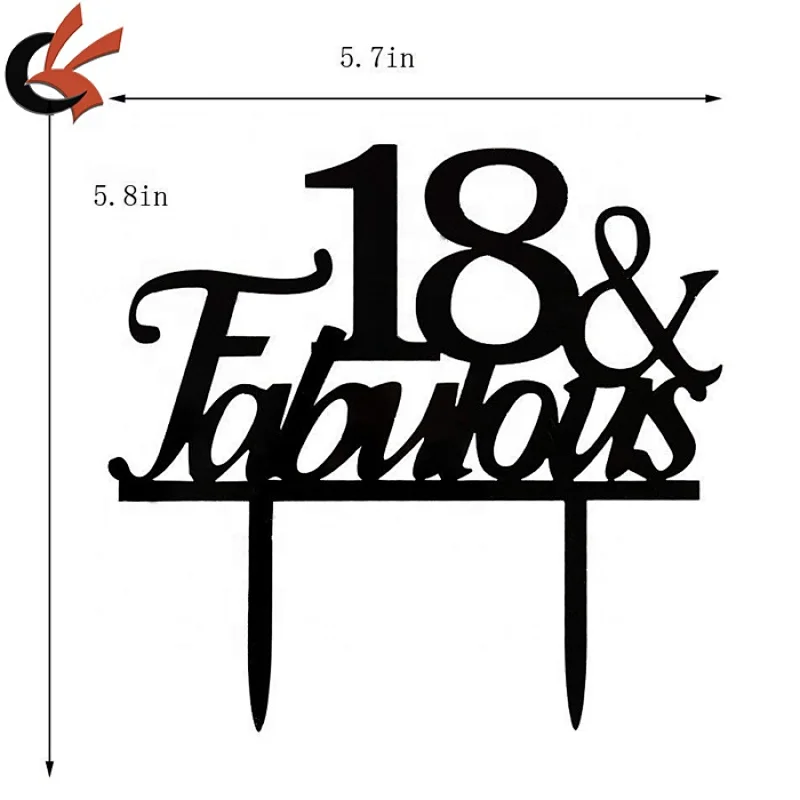 Birthday Party Decorations personalized 18 & Fabulous Black Acrylic Cake Topper