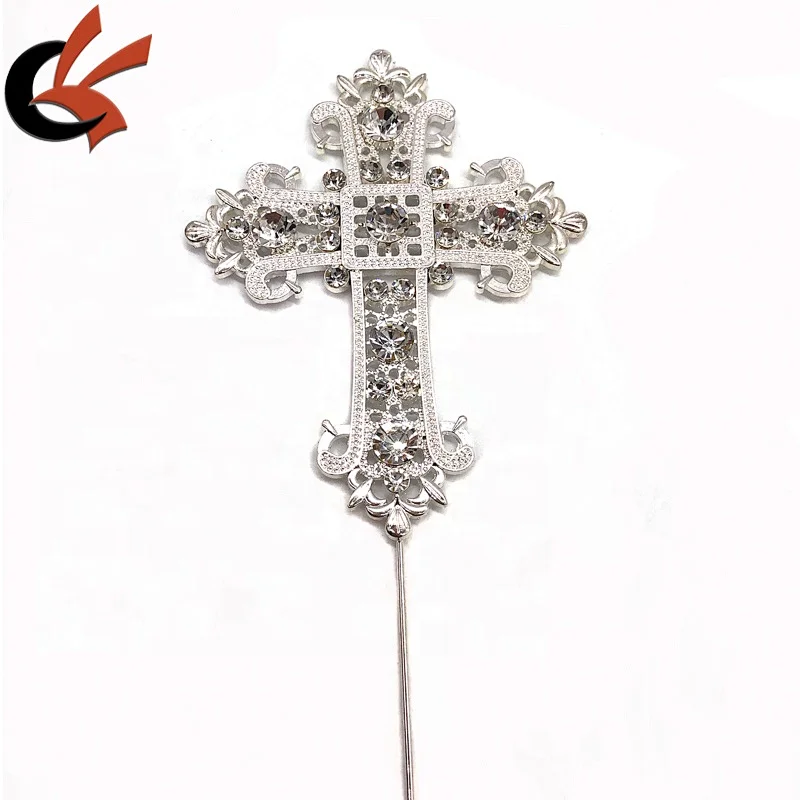 12.5x9cm large cross clear crystal wedding cake topper