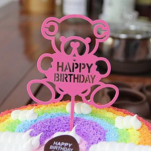custom bear shaped acrylic happy birthday cake topper designs