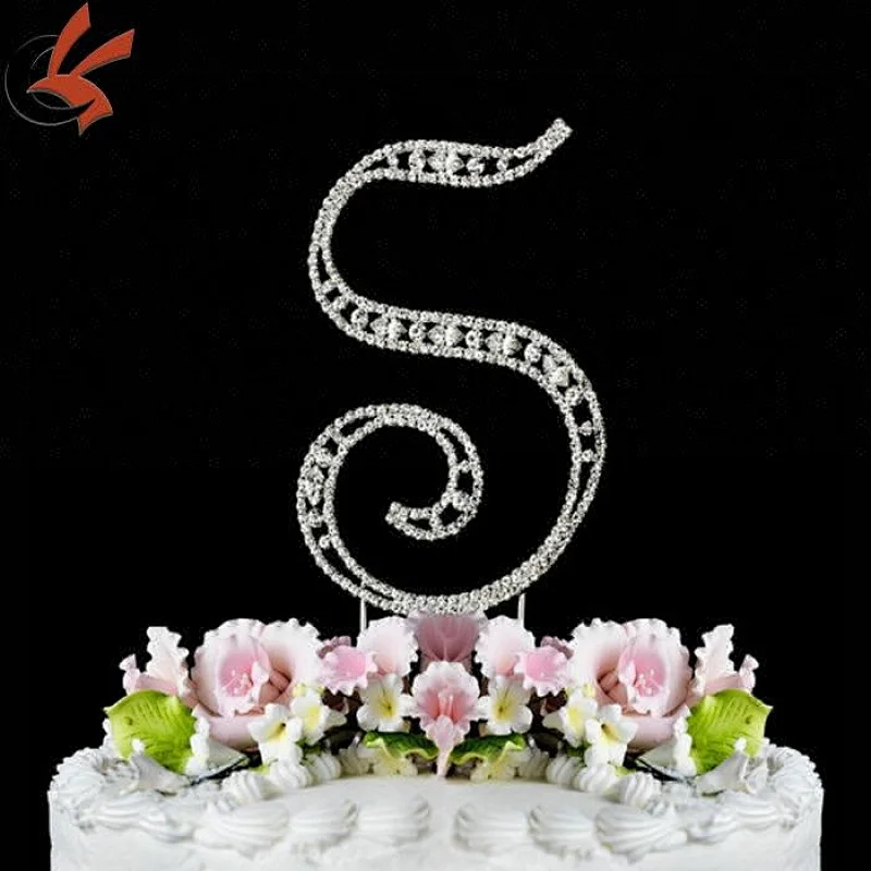 shining rhinestone alphabet cake topper