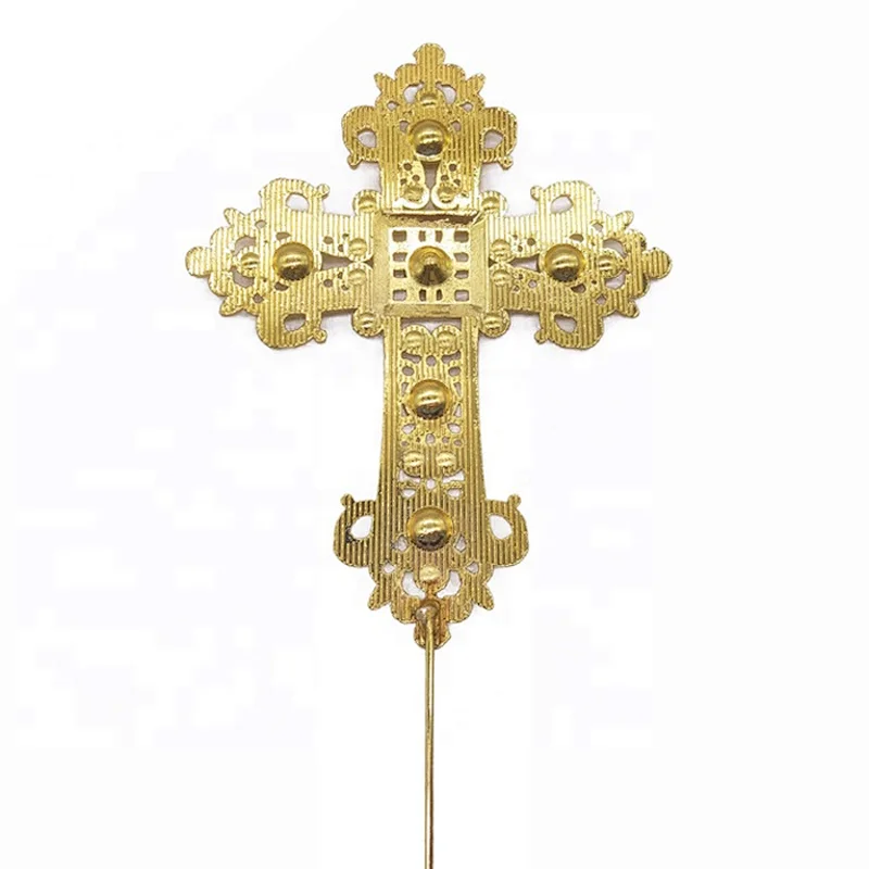 Wholesale Rose Gold Cross Rhinestone Cake Topper For Religious Baptism Christening Cake Decoration