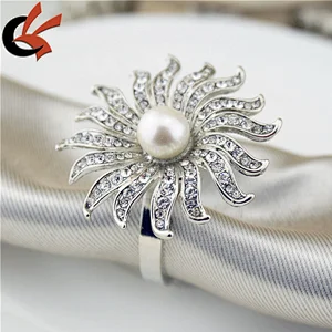 Unique wedding pearl and rhinestone napkin ring holder