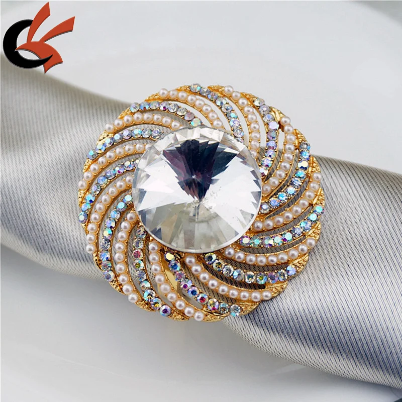 Pearl Rhinestone Table Decor Bling Wholesale Napkin Ring
