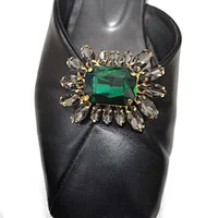 high quality 5*4.5cm  green rhinestone shoe clip for shoe decoration