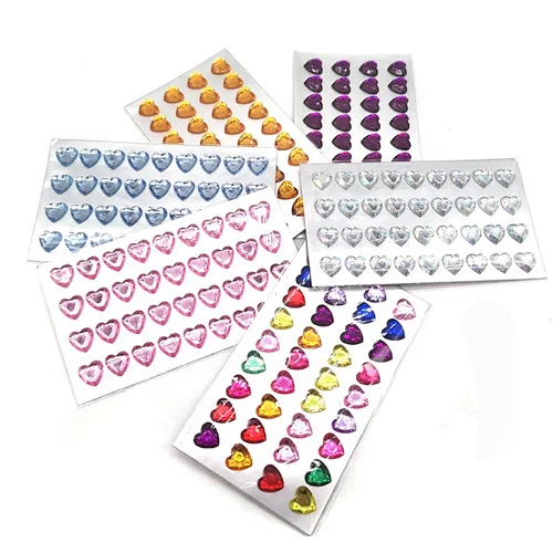 Assort Heart Acrylic rhinestone Self Adhesive Craft Stickers
