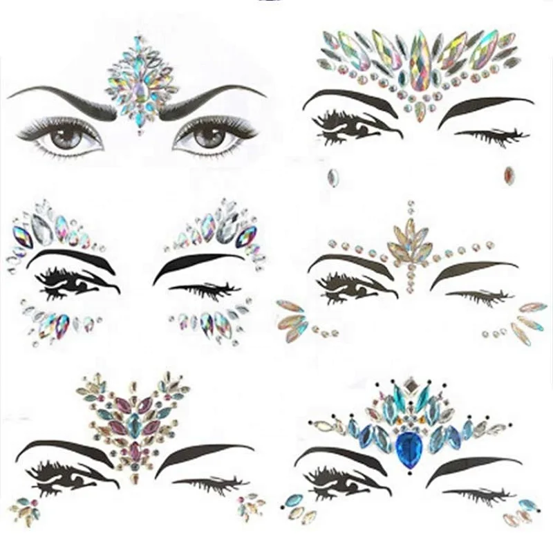 Custom Sparkle Newest adhesive face Jewels and body crystal stickers