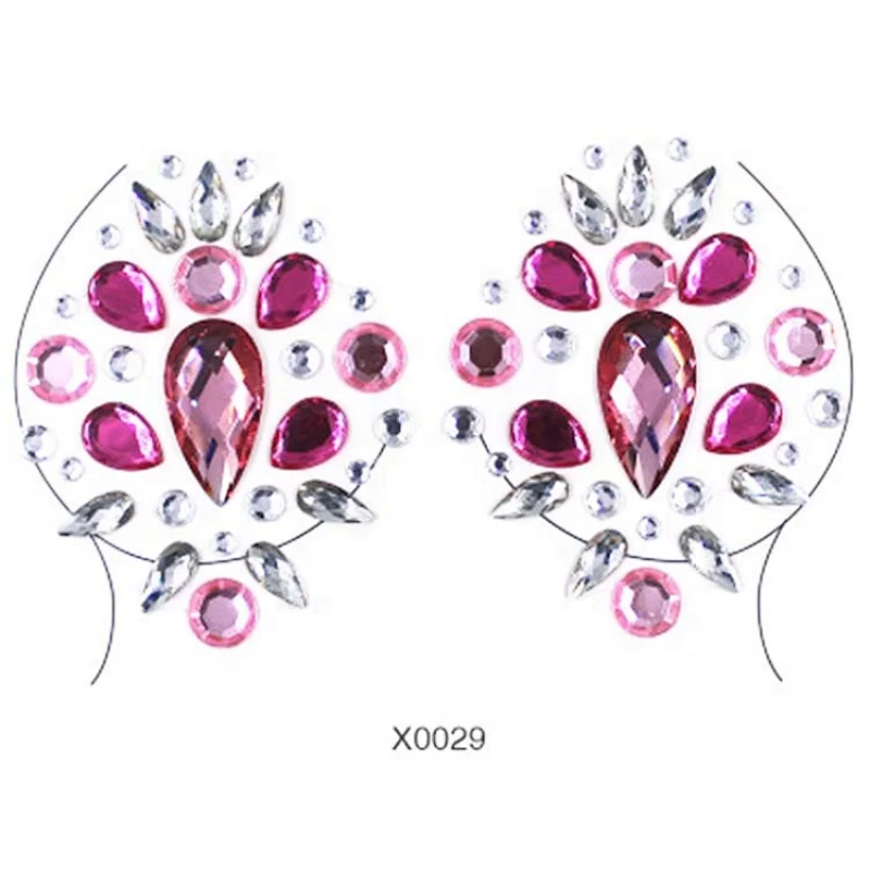 Customized New products crystal nipple sticker Colorful Breast Jewels rhinestone Tattoo Sticker for Rave Party