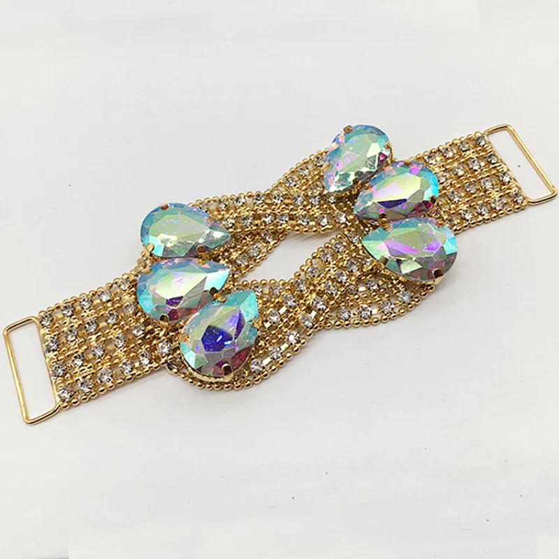 hot sale series bling gold plating with ab stone bikini connector in buckle