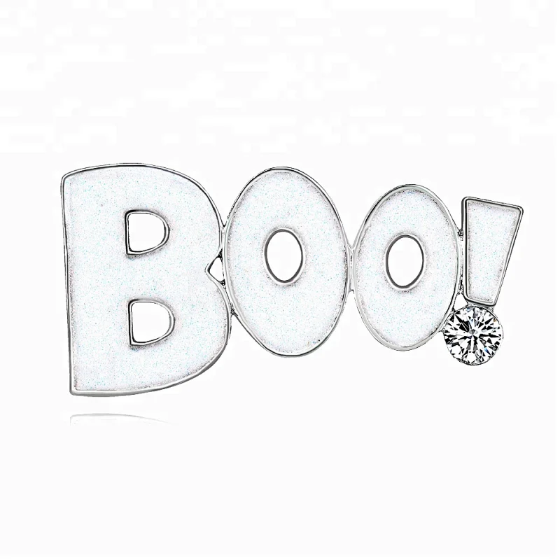 Black,Red,White BOO! Glitter Enamel Halloween Brooch Pin